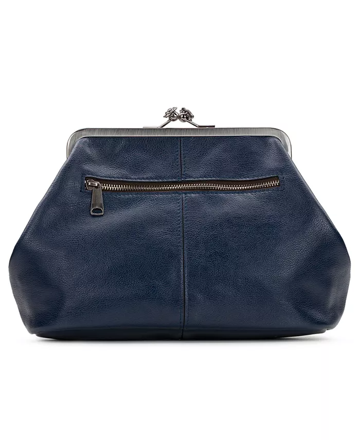 Kiss-lock Closure Adorned Leather Bag