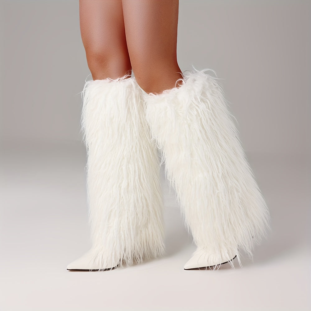 Solid Color Faux Fur Boots