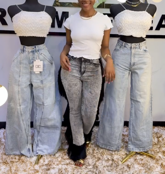 Fashionable fringe jeans