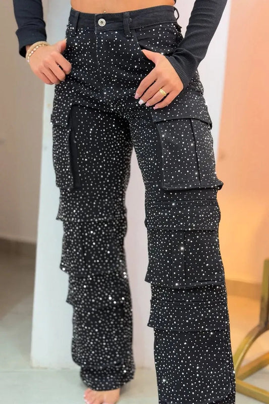 Lucy Rhinestone Cargo Jeans