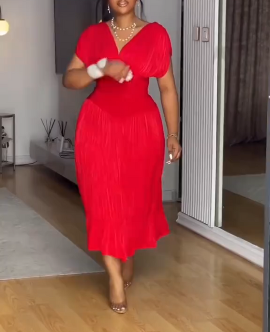 Classic Red w-neck Dress