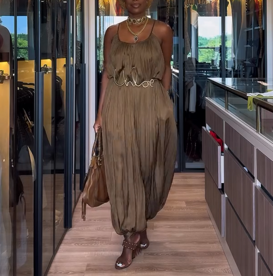 Long Pleated Junmpsuit