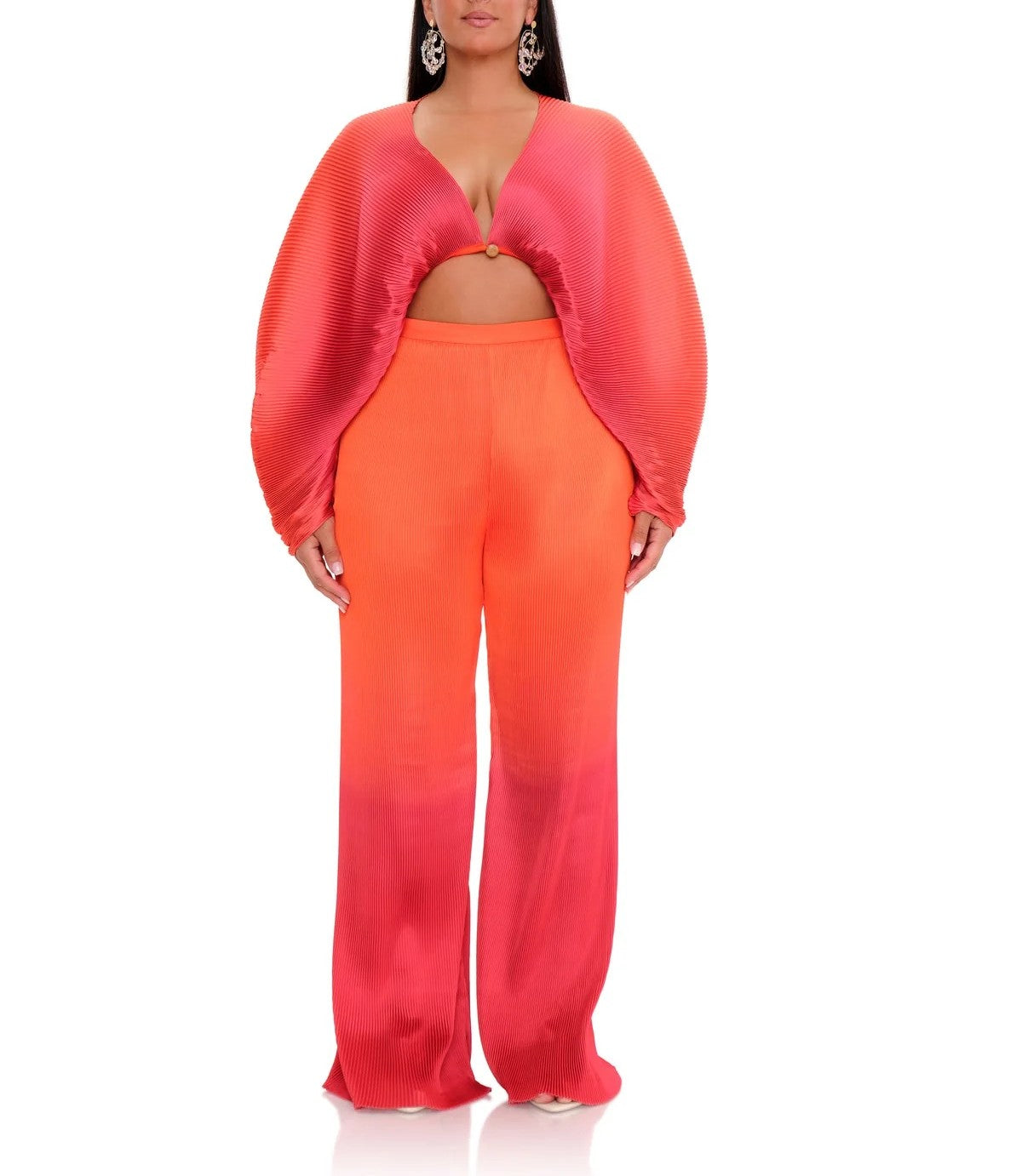 Crop Top and Pleated Pants 2-piece set