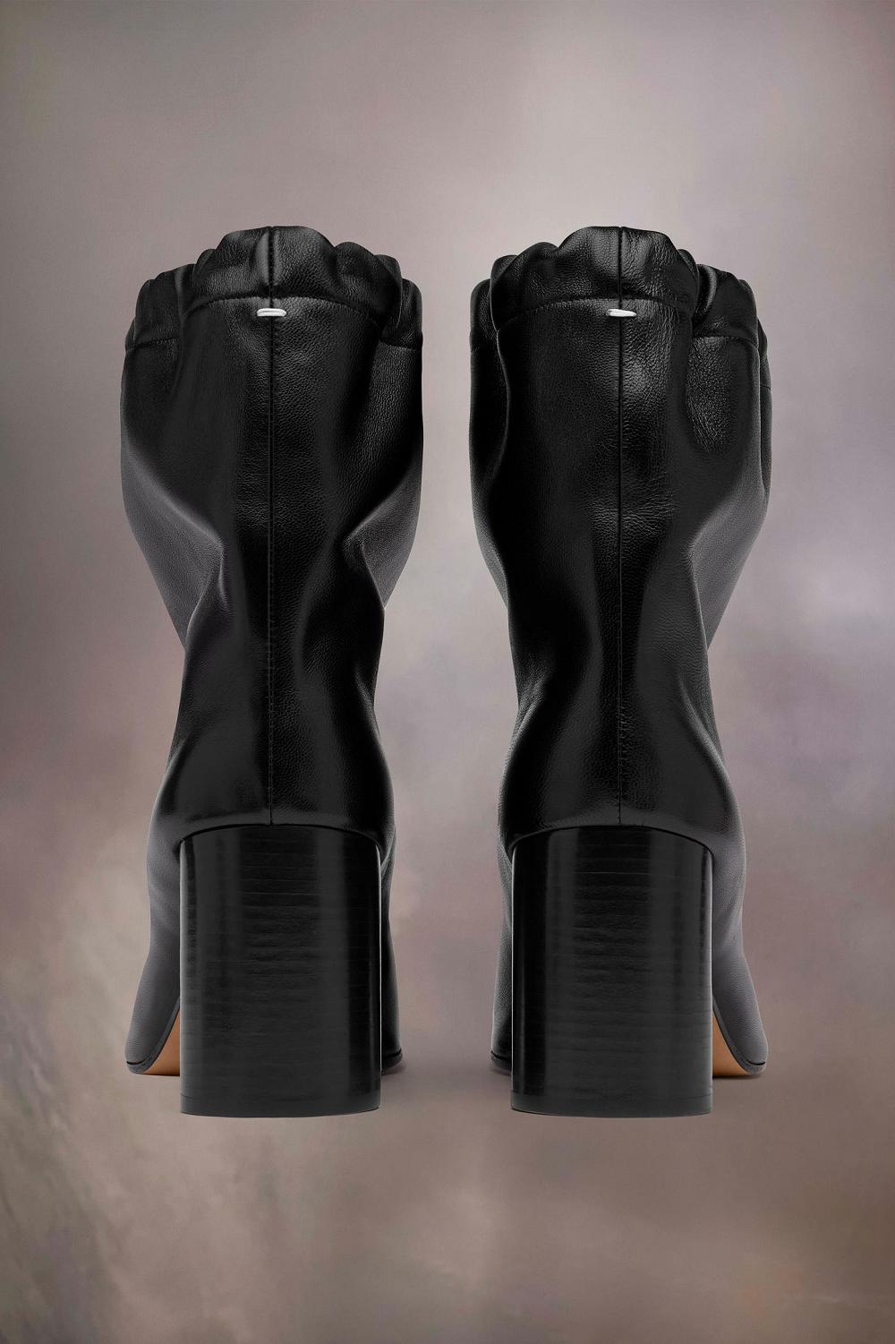 Soft Leather Drawstring Ankle Boots