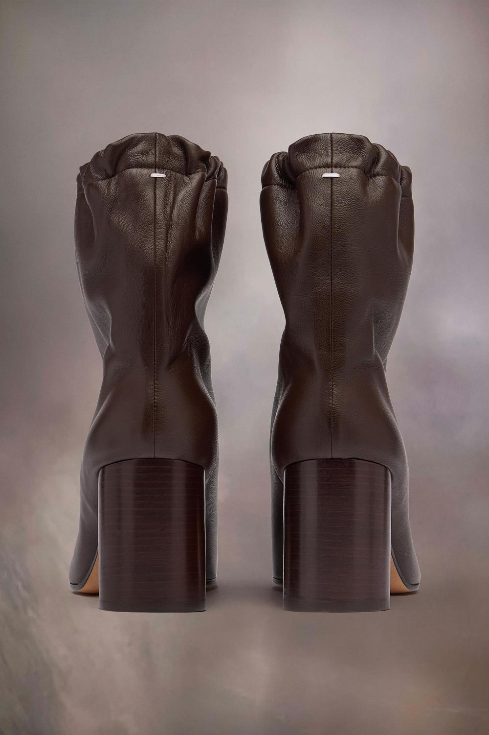 Soft Leather Drawstring Ankle Boots