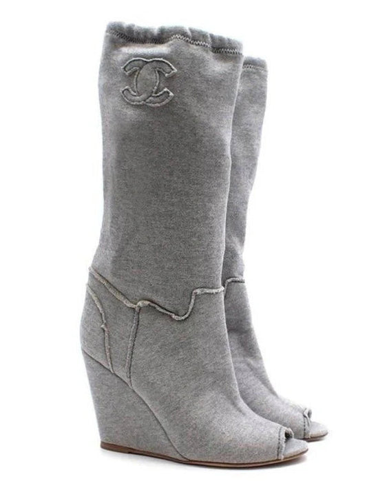 Open Toed Wedge Boots