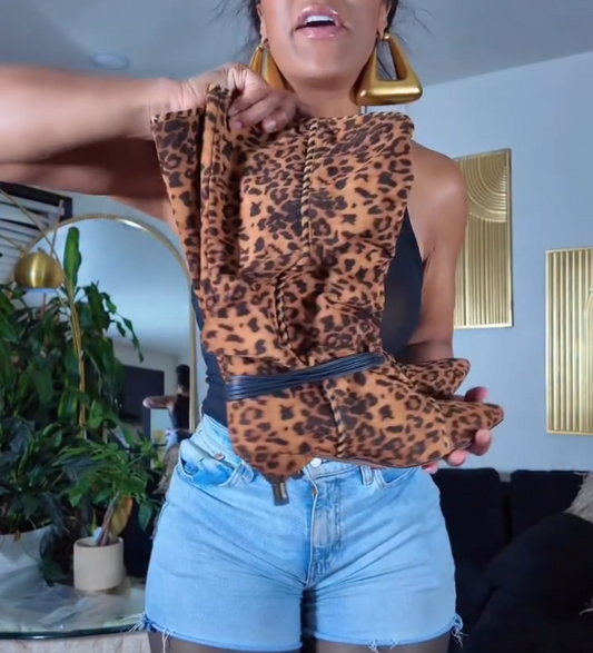 Leopard Print Low-Heeled Suede Ankle Boots