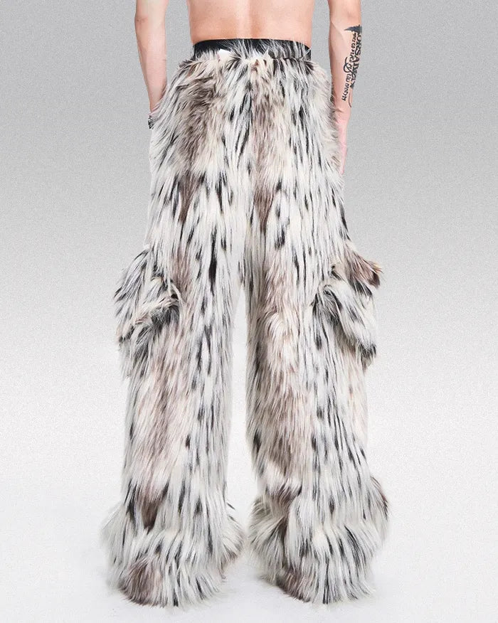 Thick Faux Fur Wide Leg Pants