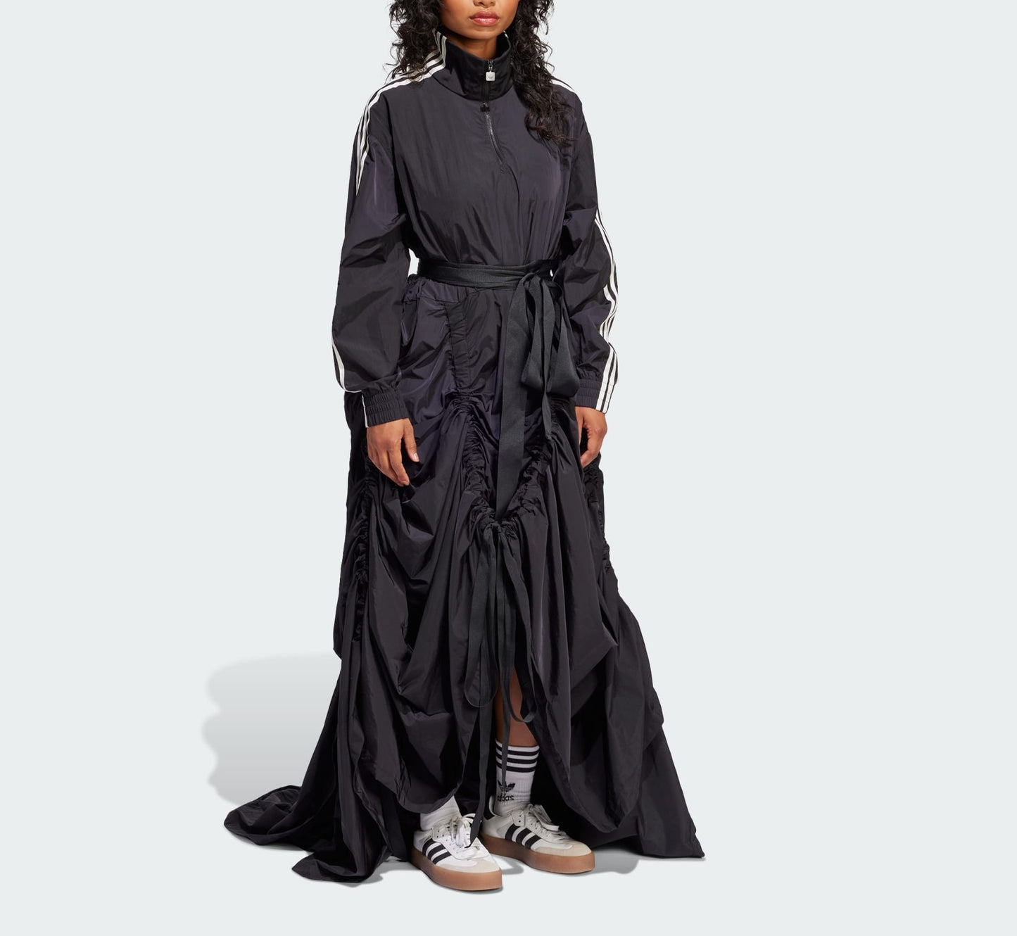 Zippered Waist-Cinching Sporty Casual Maxi Dress