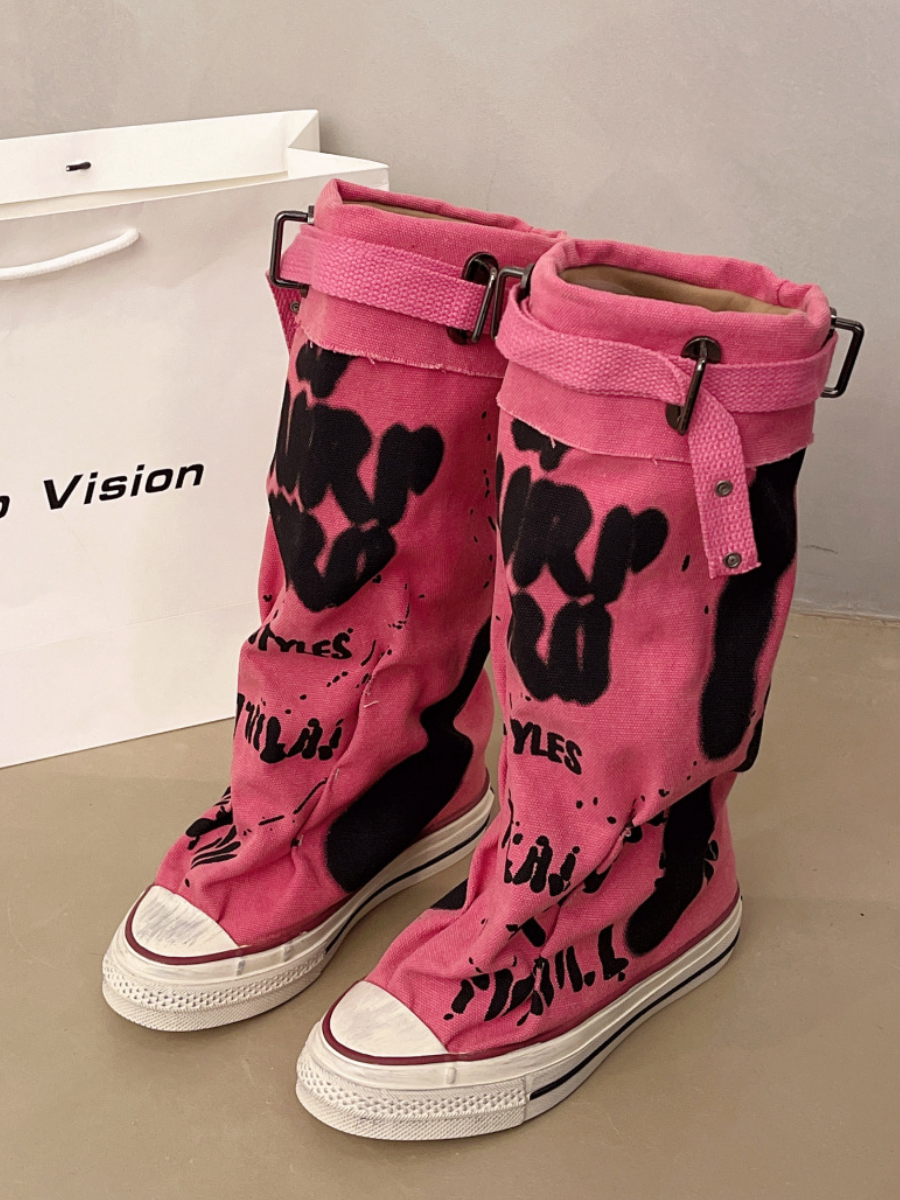 Graffiti Canvas Sneaker Boots