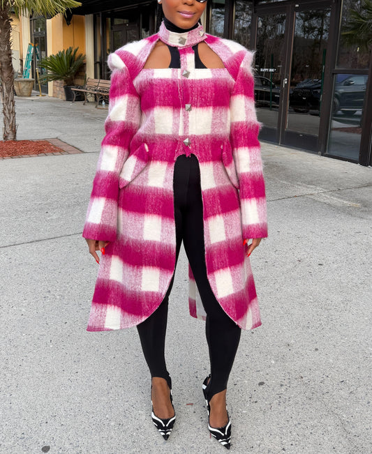 Magenta Mohair Cut out Coat