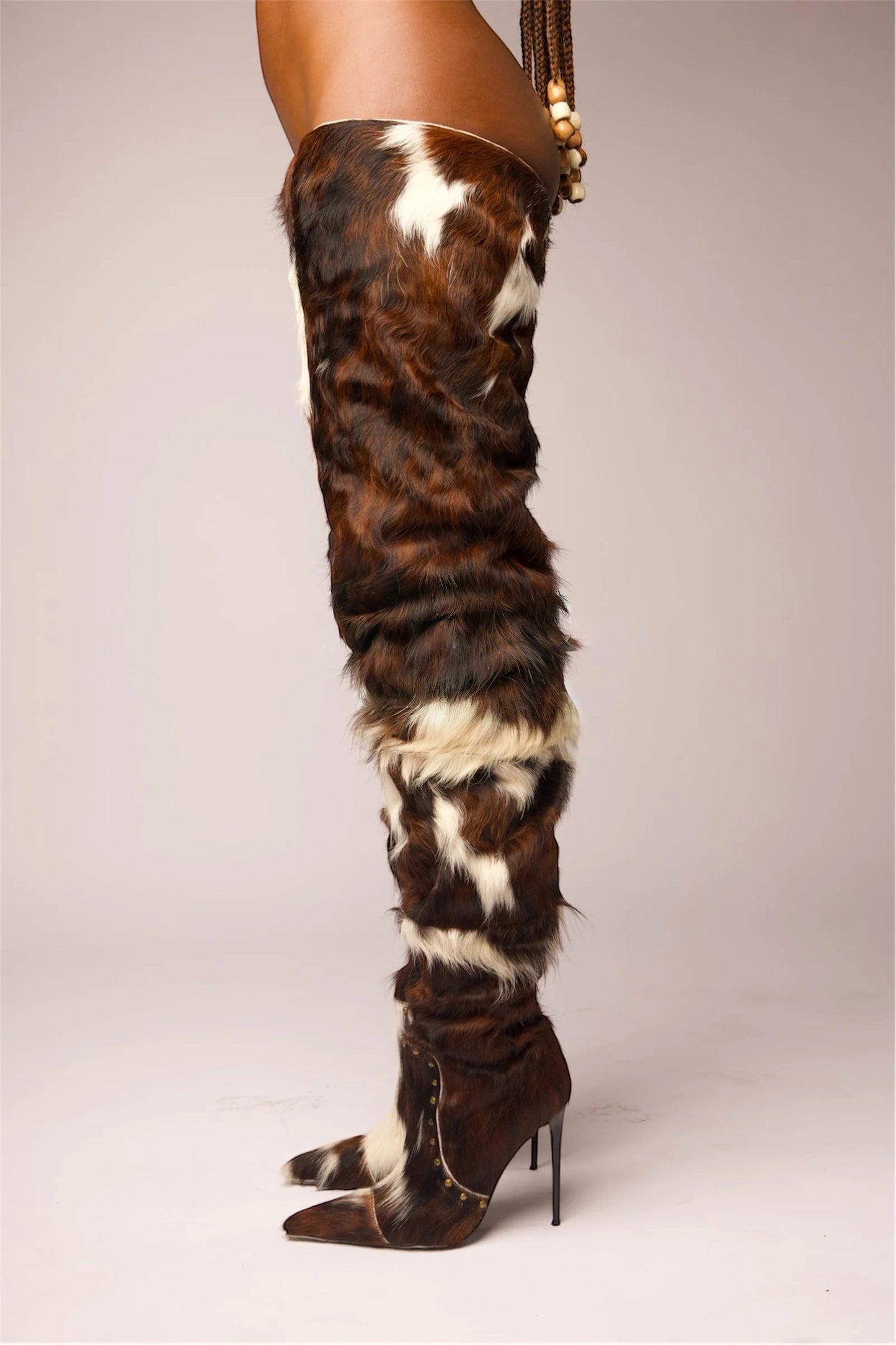 Cowhide Thigh High Boot
