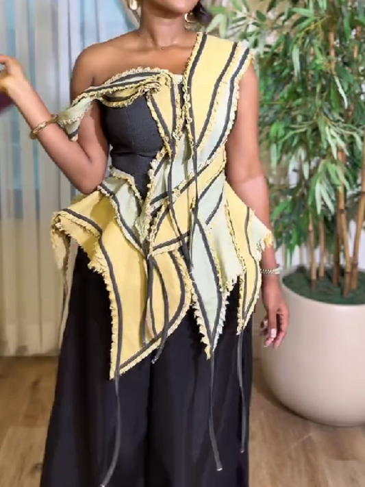 Irregular Design Denim Top