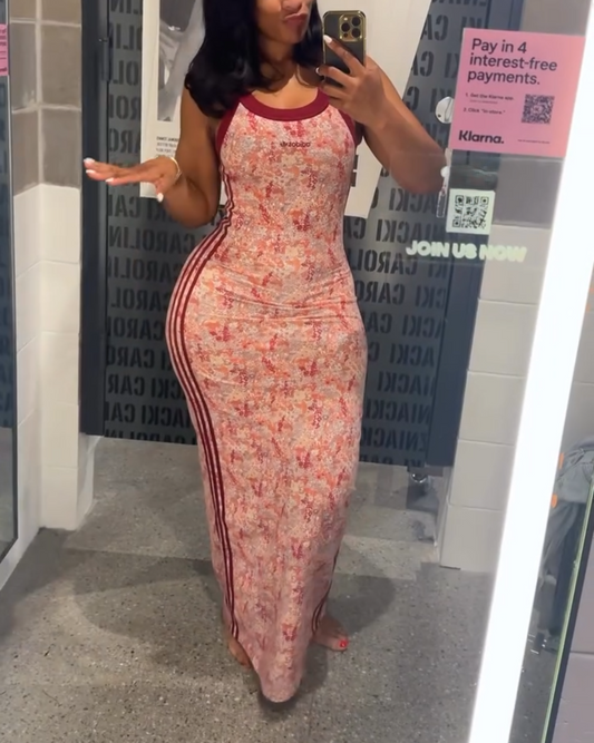 Round Neck Fitted Maxi Dress