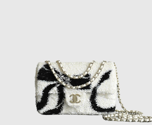 Bow Sequined Flap Bag