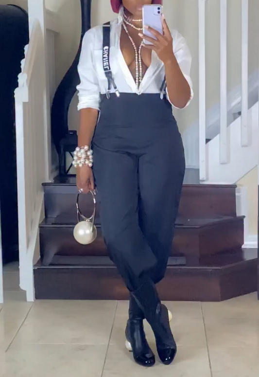 Stylish High-Waisted Wide-Leg Overalls