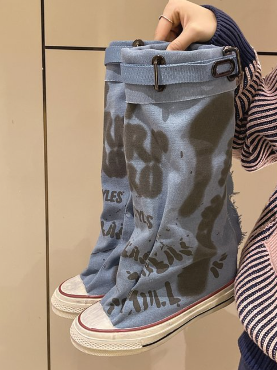 Graffiti Canvas Sneaker Boots